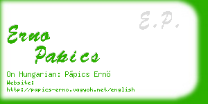 erno papics business card